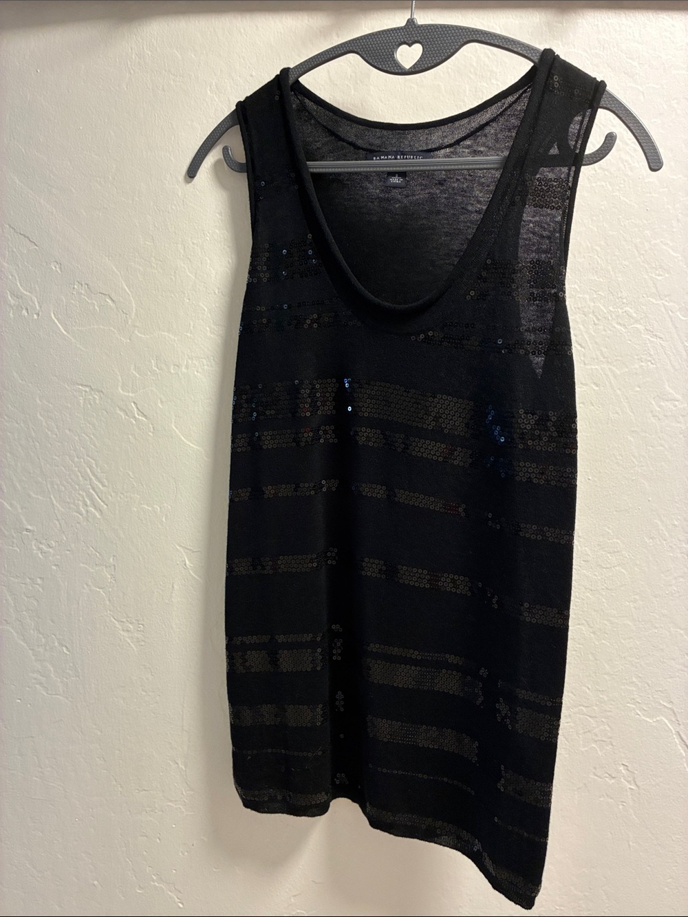 Banana Republic Black Tank with Sequin Stripes Size Small